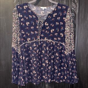 Easel Floral Navy Women's Blouse